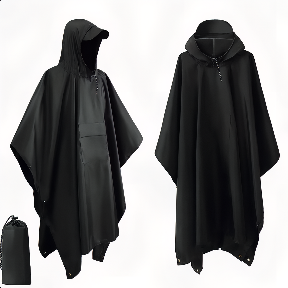 Poncho Pluie Randonnée noir (avec poche du milieu)