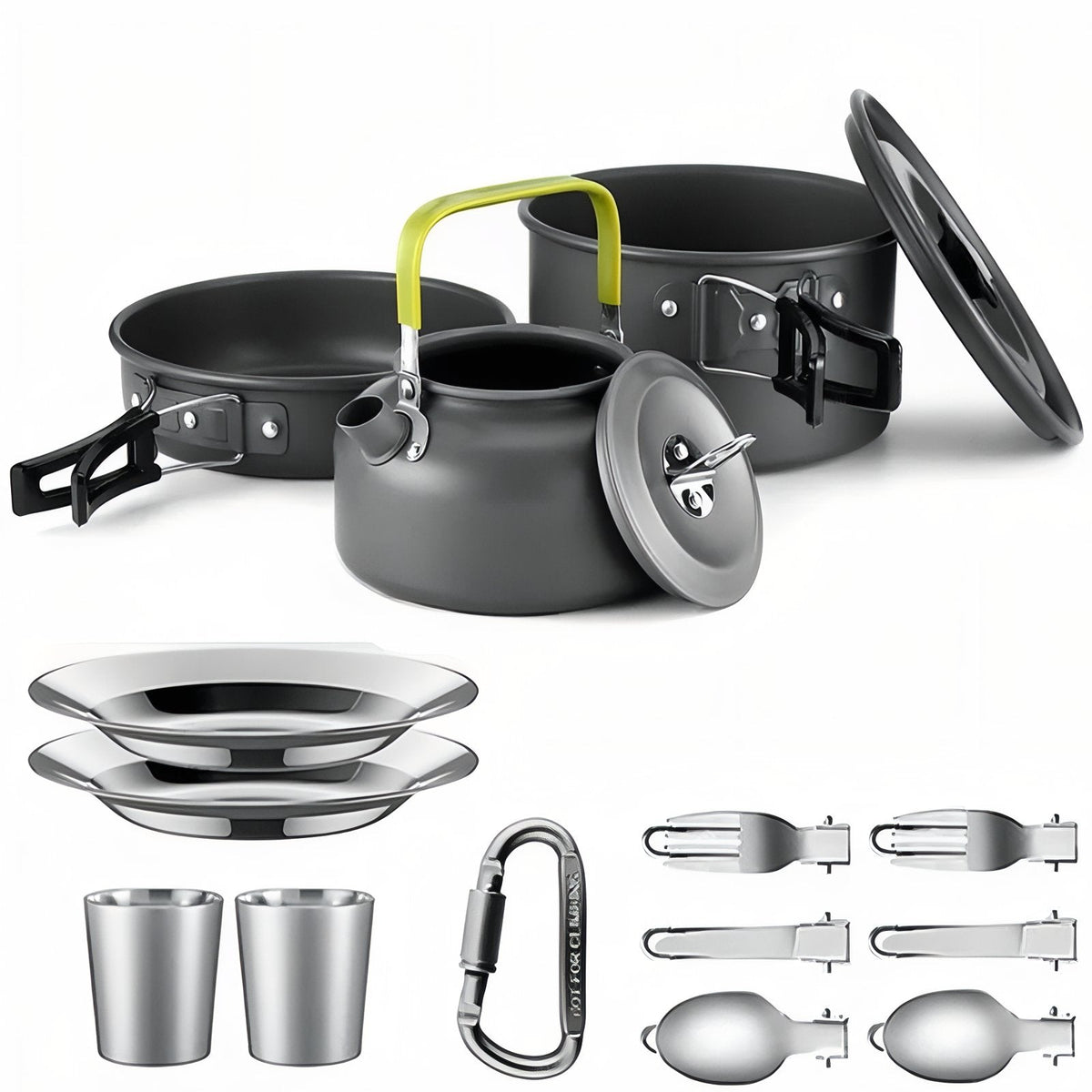 Popote Trek 2 Personnes gris et vert fluo