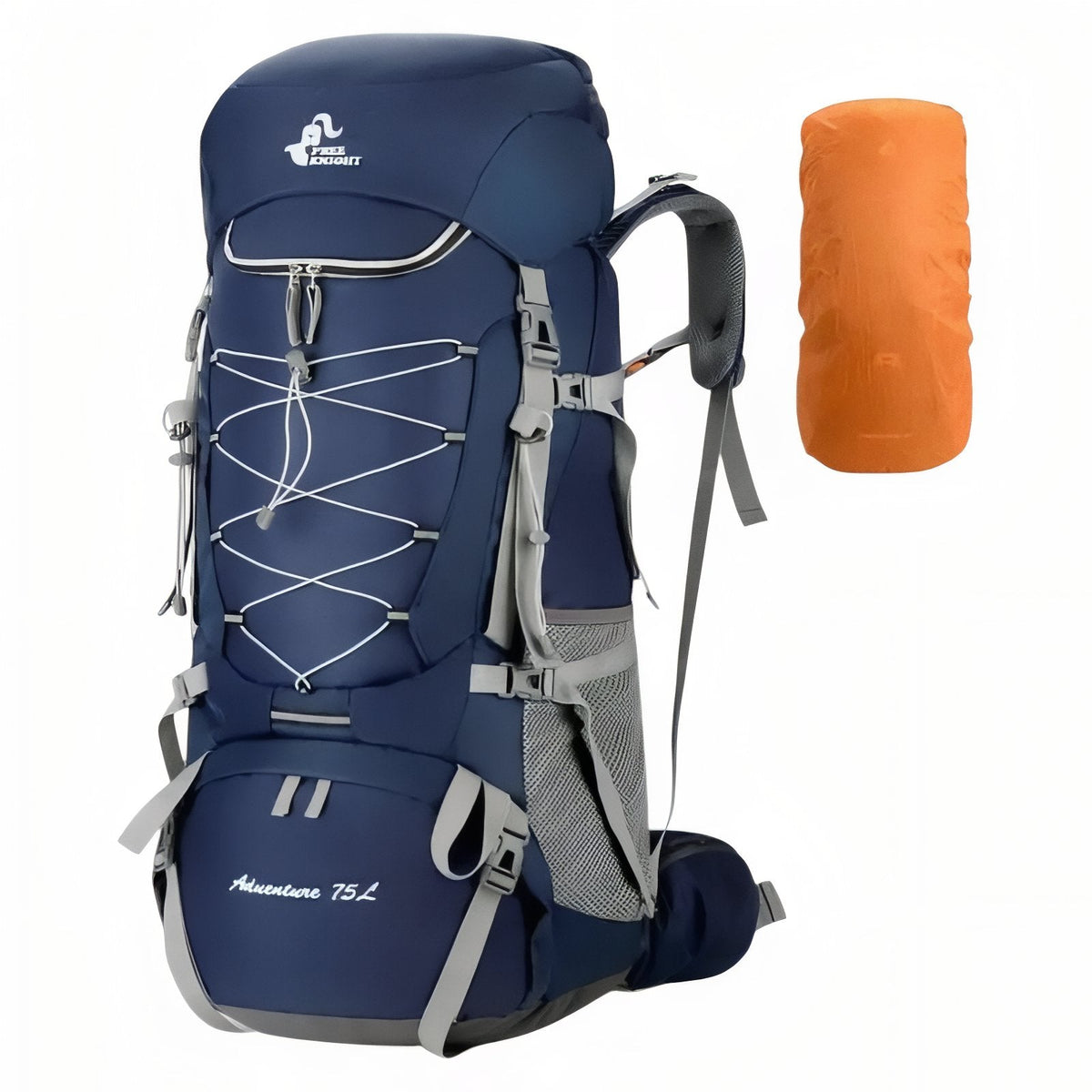 Sac à Dos Imperméable Randonnée 75L bleu marine