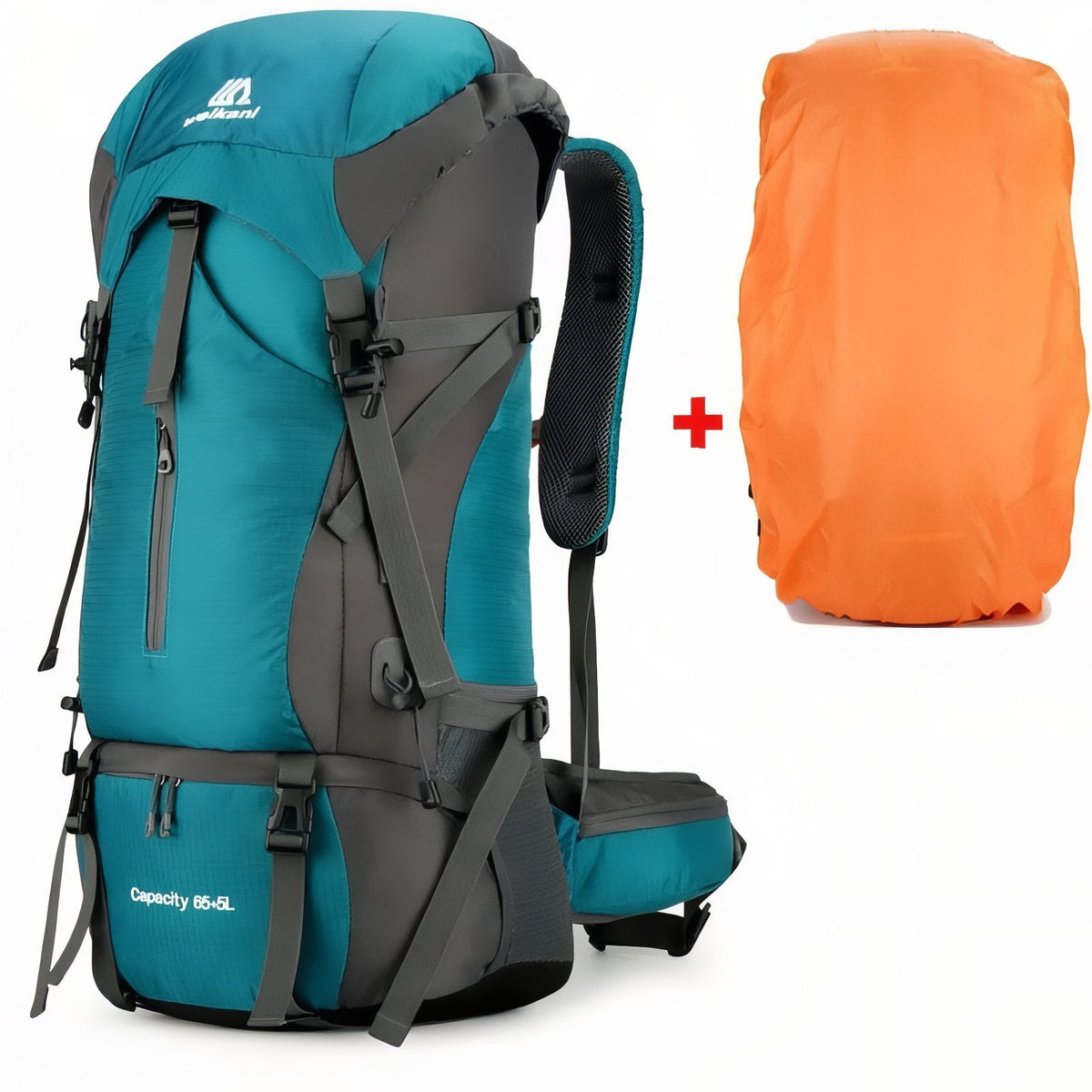 Sac à Dos Rando Avec Protection Pluie 70L turquoise et noir