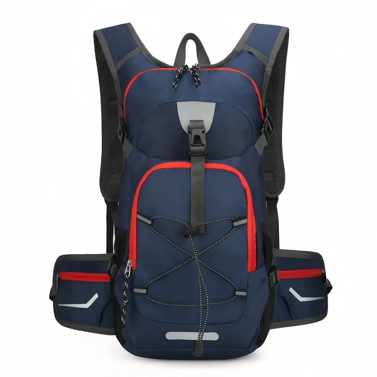 Sac à Dos Randonnée Avec Trou Pour Poche À Eau bleu marine et rouge