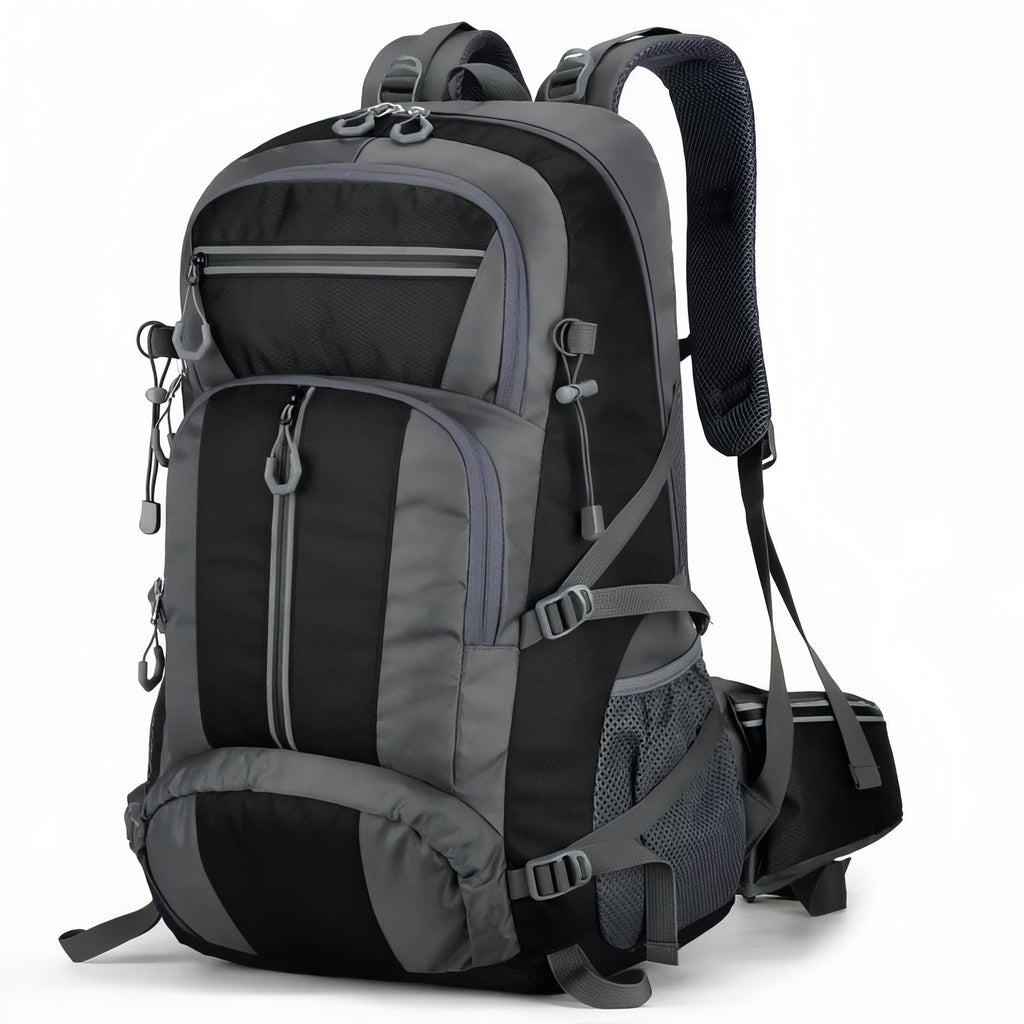 Sac à Dos Randonnée Multi-Poches 55L gris foncé et noir