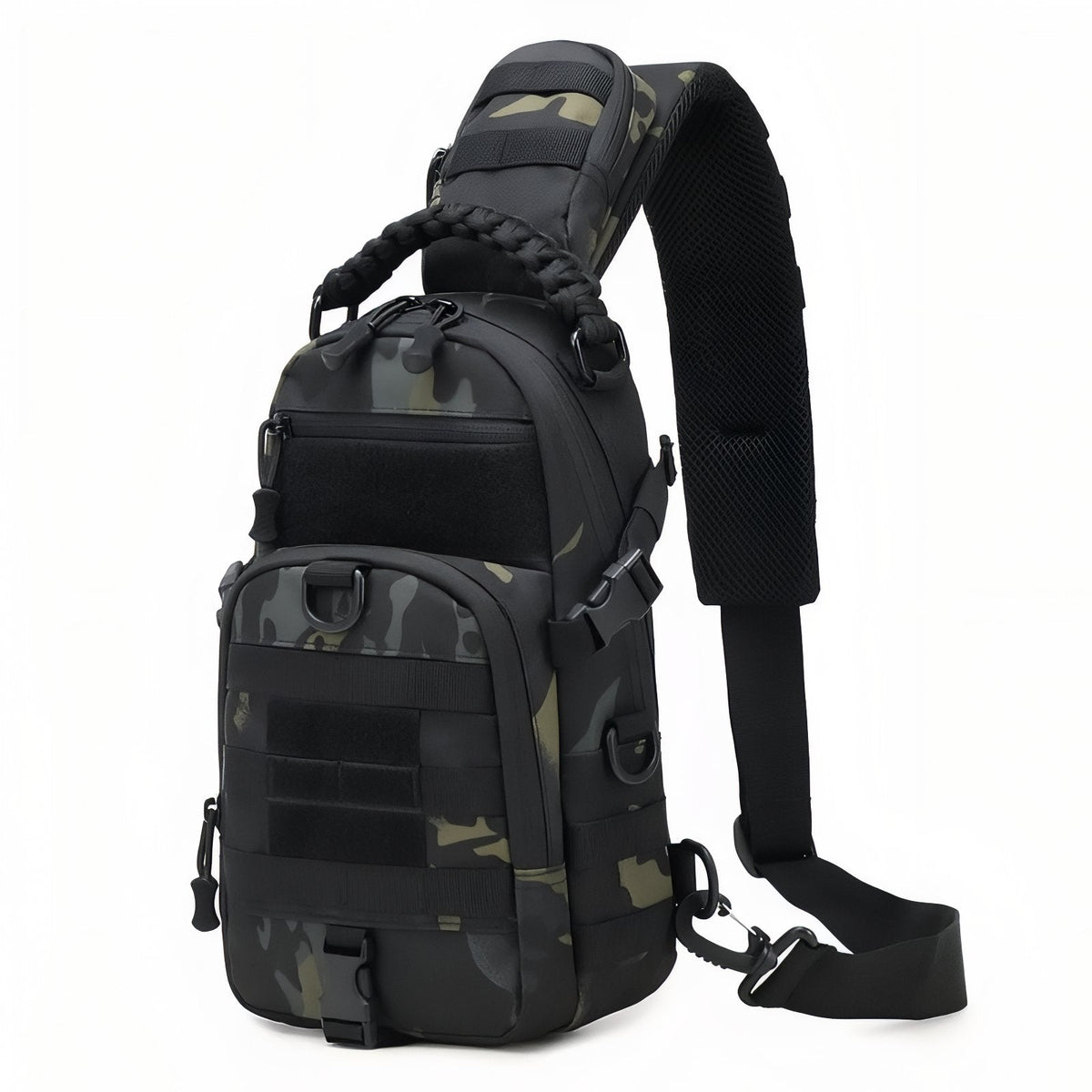 Sac Bandoulière Homme Pour Randonnée noir camouflage