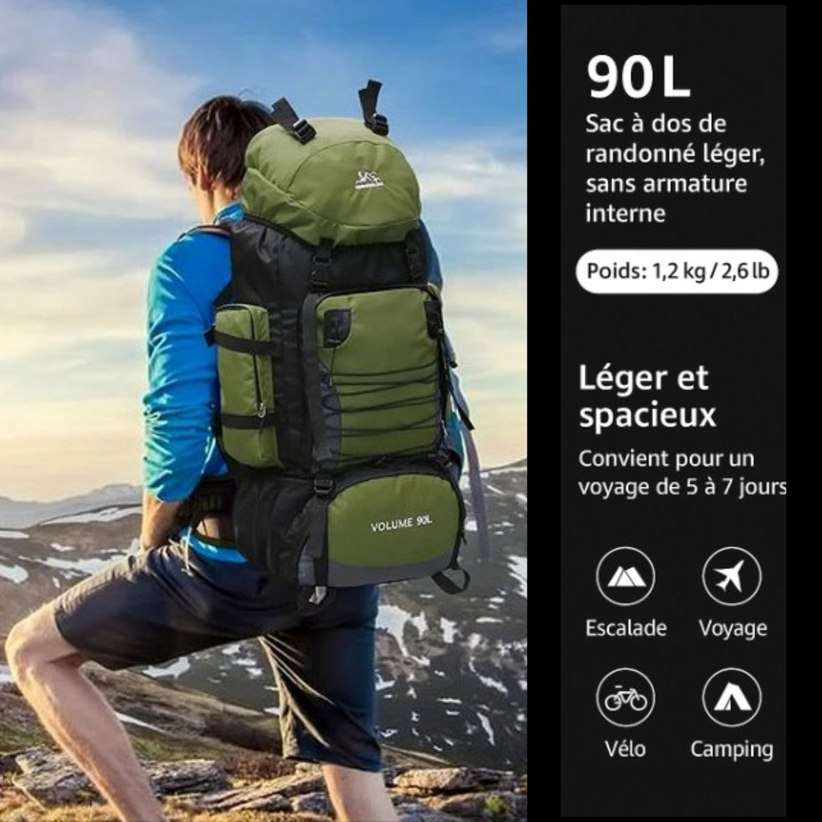 Sac de Randonnée Homme 90 Litres — photo 5