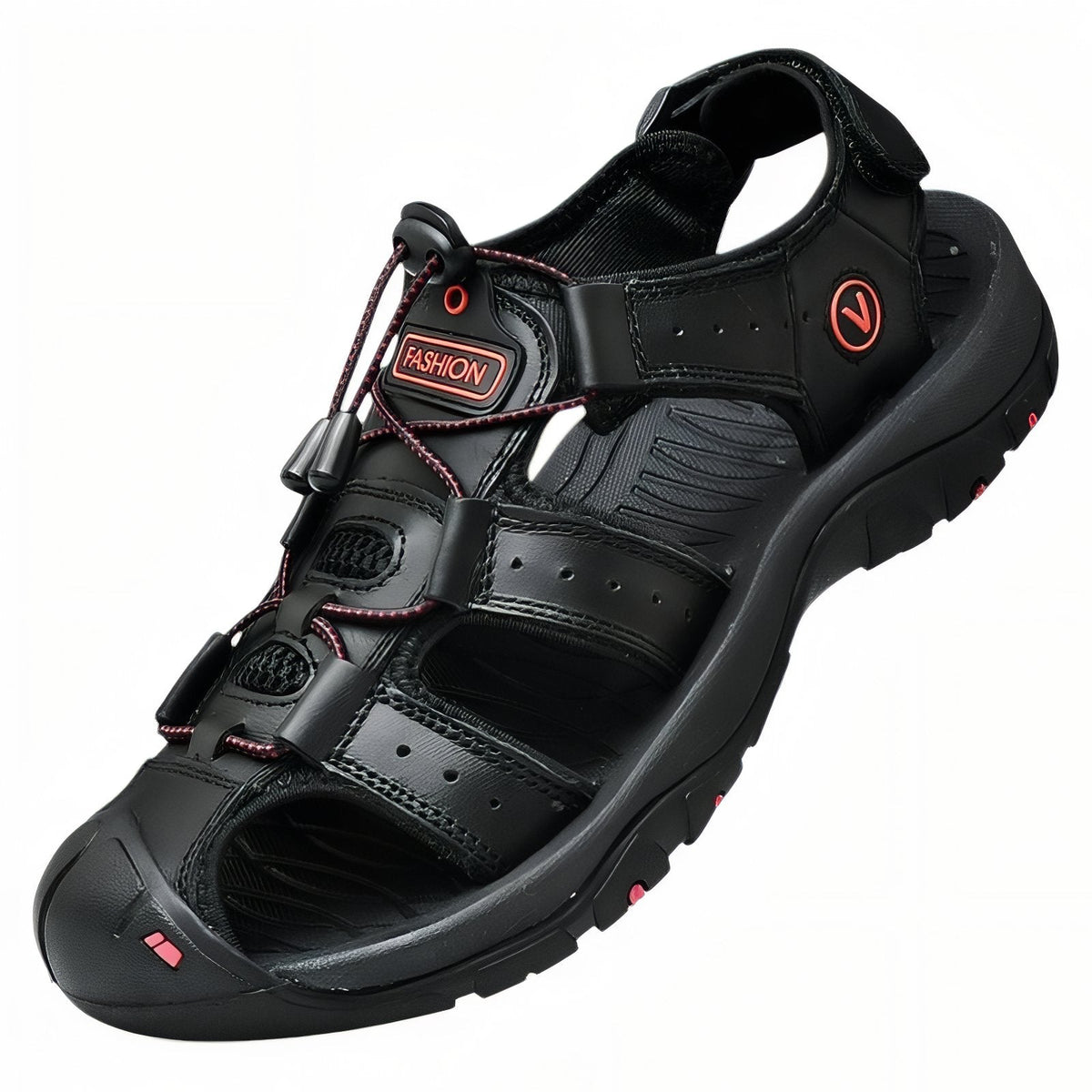 Sandales de Randonnée Homme Bout Fermé noir et rouge