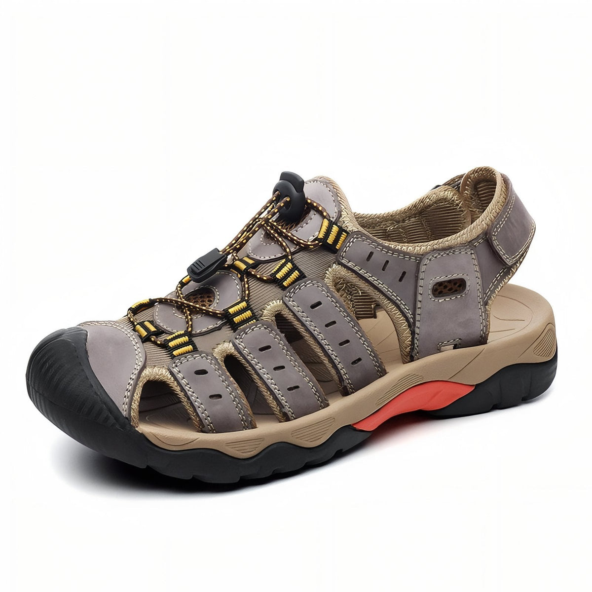 Sandales Randonnée Cuir Homme marron et beige