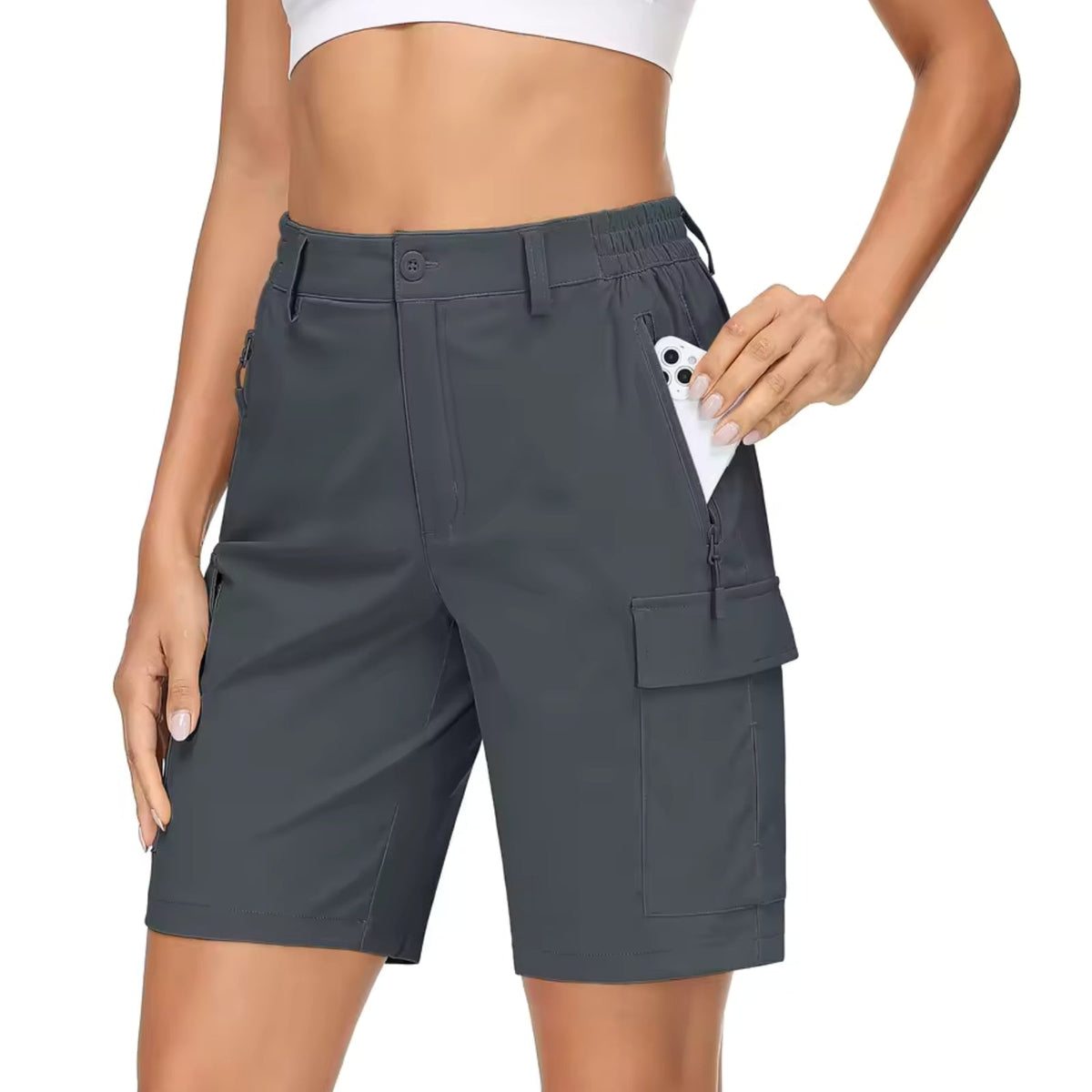 Short Cargo Femme Randonnée gris foncé
