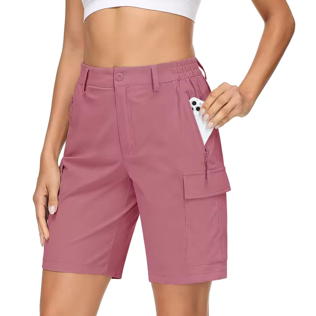 Short Cargo Femme Randonnée rose