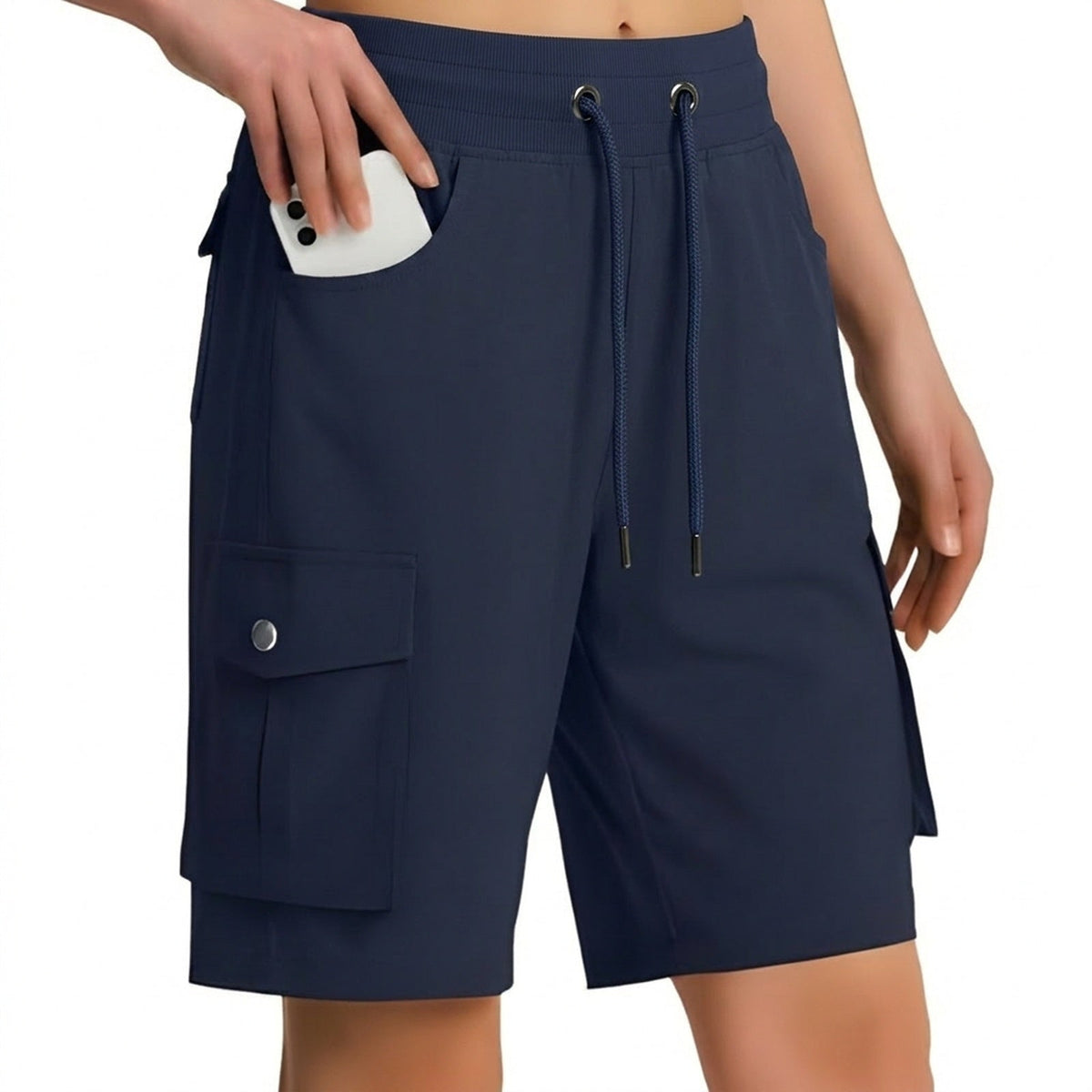 Short Long Randonnée Femme bleu marine
