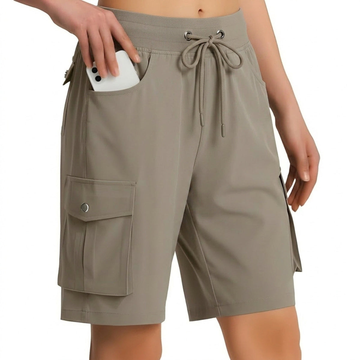 Short Long Randonnée Femme kaki clair