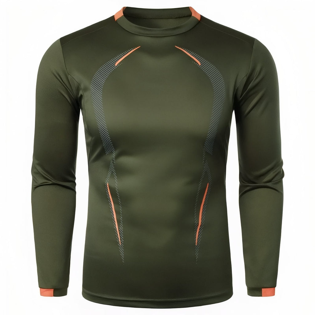 T-Shirt Manche Longue Randonnée Homme vert olive