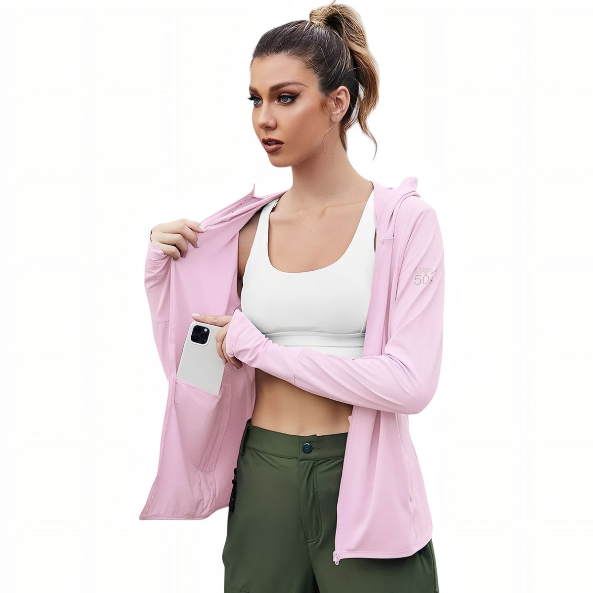 Veste Capuche Légère Randonnée Femme UPF 50+ — photo 2