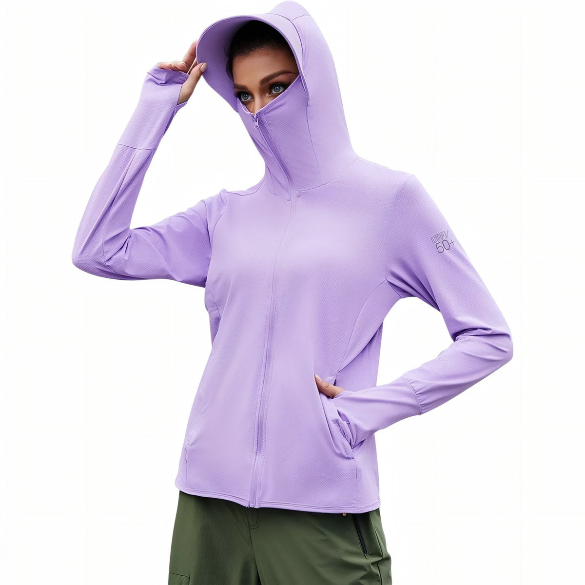 Veste Capuche Légère Randonnée Femme UPF 50+ violet