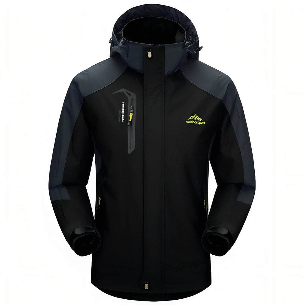 Veste Randonnée Imperméable Respirante Homme noir et jaune