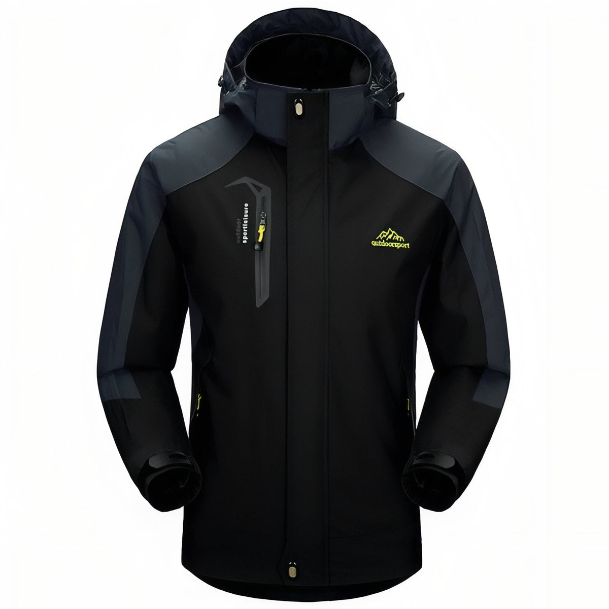 Veste Randonnée Imperméable Respirante Homme noir et jaune