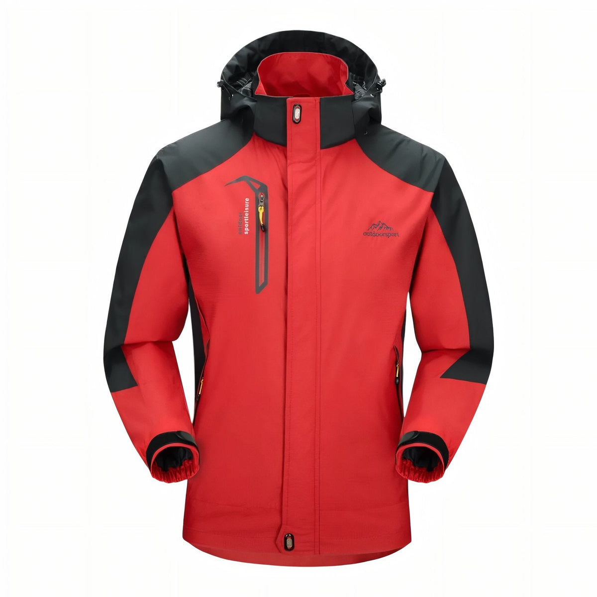 Veste Randonnée Imperméable Respirante Homme rouge et noir