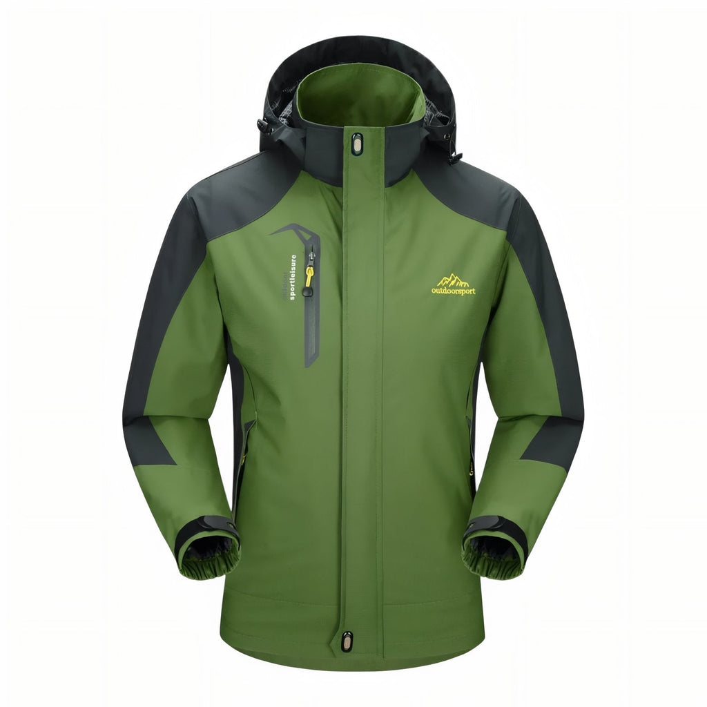 Veste Randonnée Imperméable Respirante Homme vert olive et noir