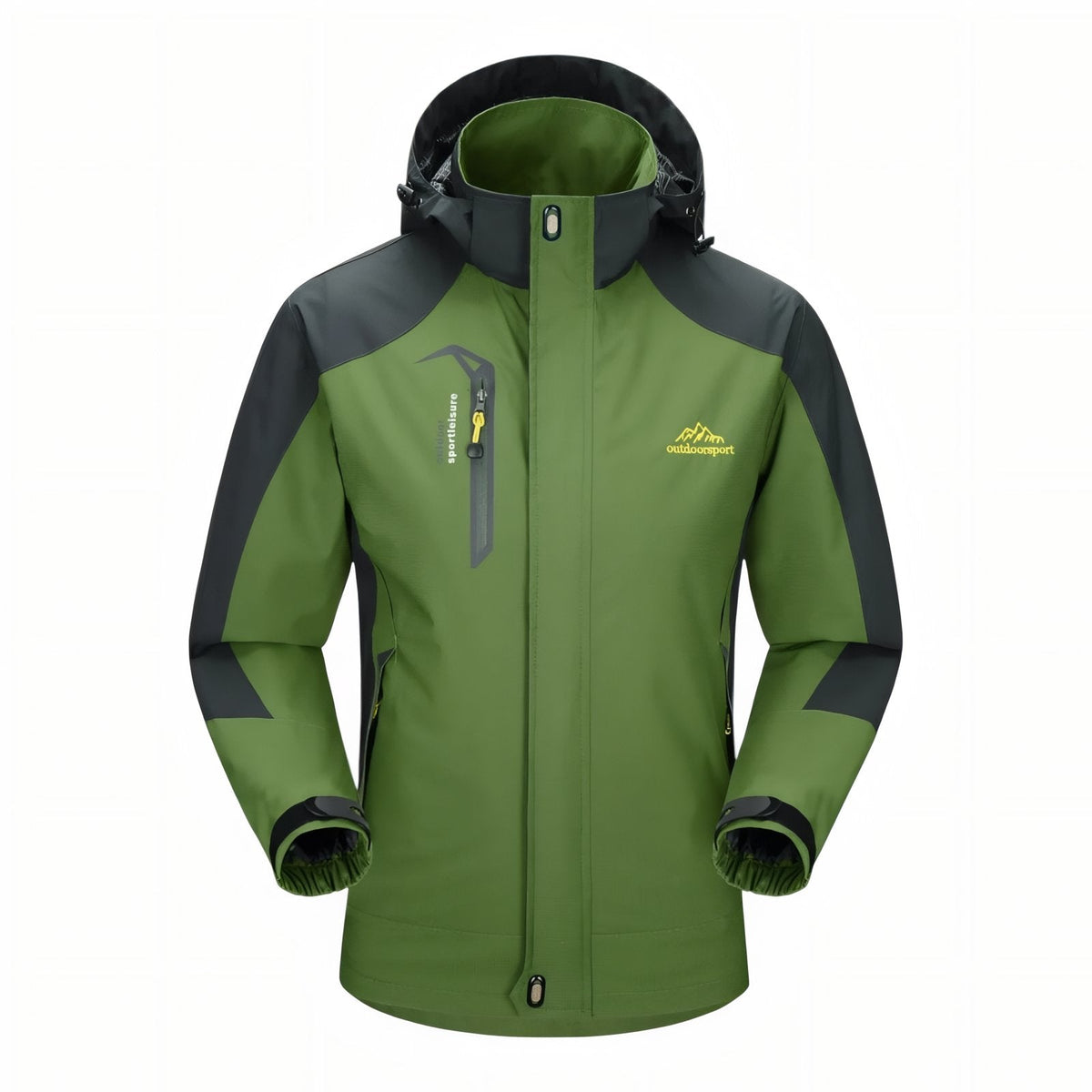 Veste Randonnée Imperméable Respirante Homme vert olive et noir